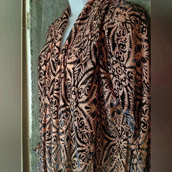 WLM Coatigan Velvet Burnout Western Y2K Preppy Long Sexy cardigan Duster sz M/L - Picture 5 of 10